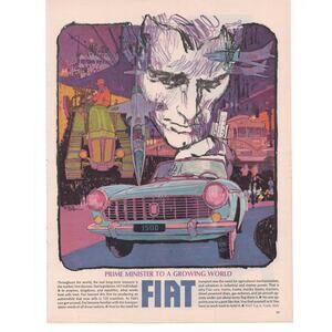 Fiat Magazine Advertisement 1960s Vintage Automobilia Transportation Bob Peak